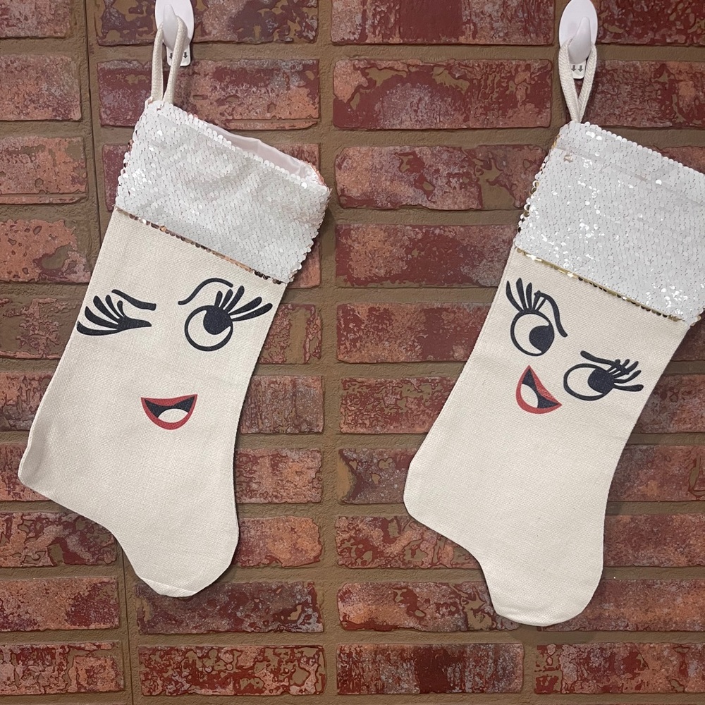 Eyelash Lash Winking Face Christmas Stocking Rose Gold - Picture 2 of 5
